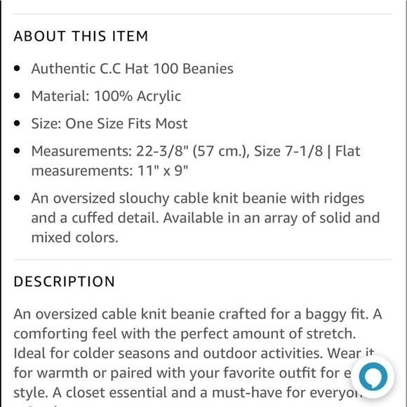 NEW C.C Slouchy Cable Knit Beanie Bundle Gray White One Size Fits Most Acrylic - Picture 12 of 12